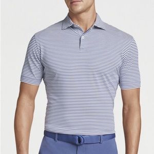 NWT Peter Millar White/Blue Stripe Polo Shirt